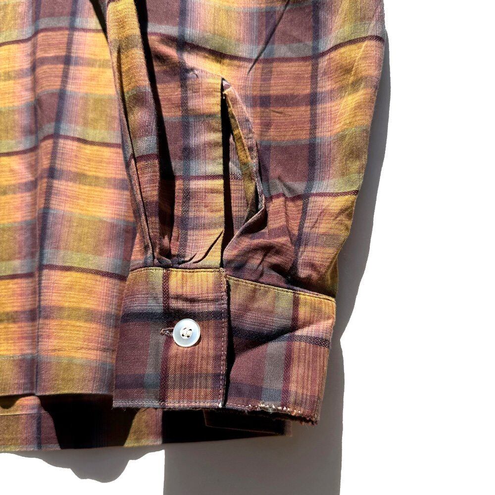 ARROW - Made In USA] Vintage Ombre Check Open Collar Cotton Shirt