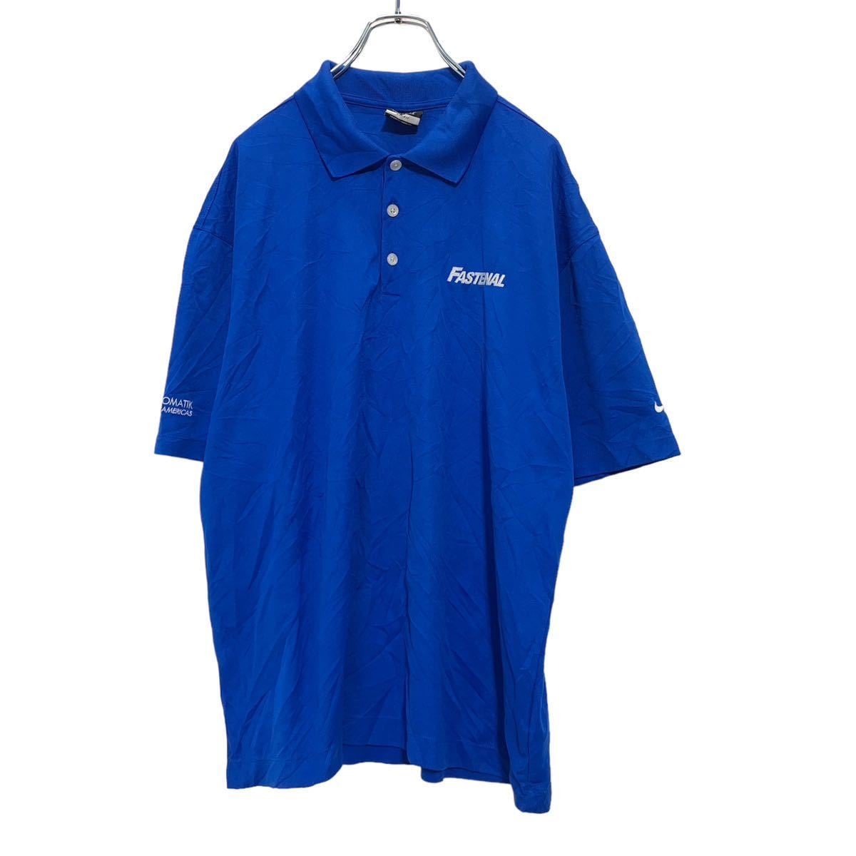 NIKE 半袖 ポロシャツ L ブルー 青 ナイキ GOLF ゴルフ スポーツ 刺繍