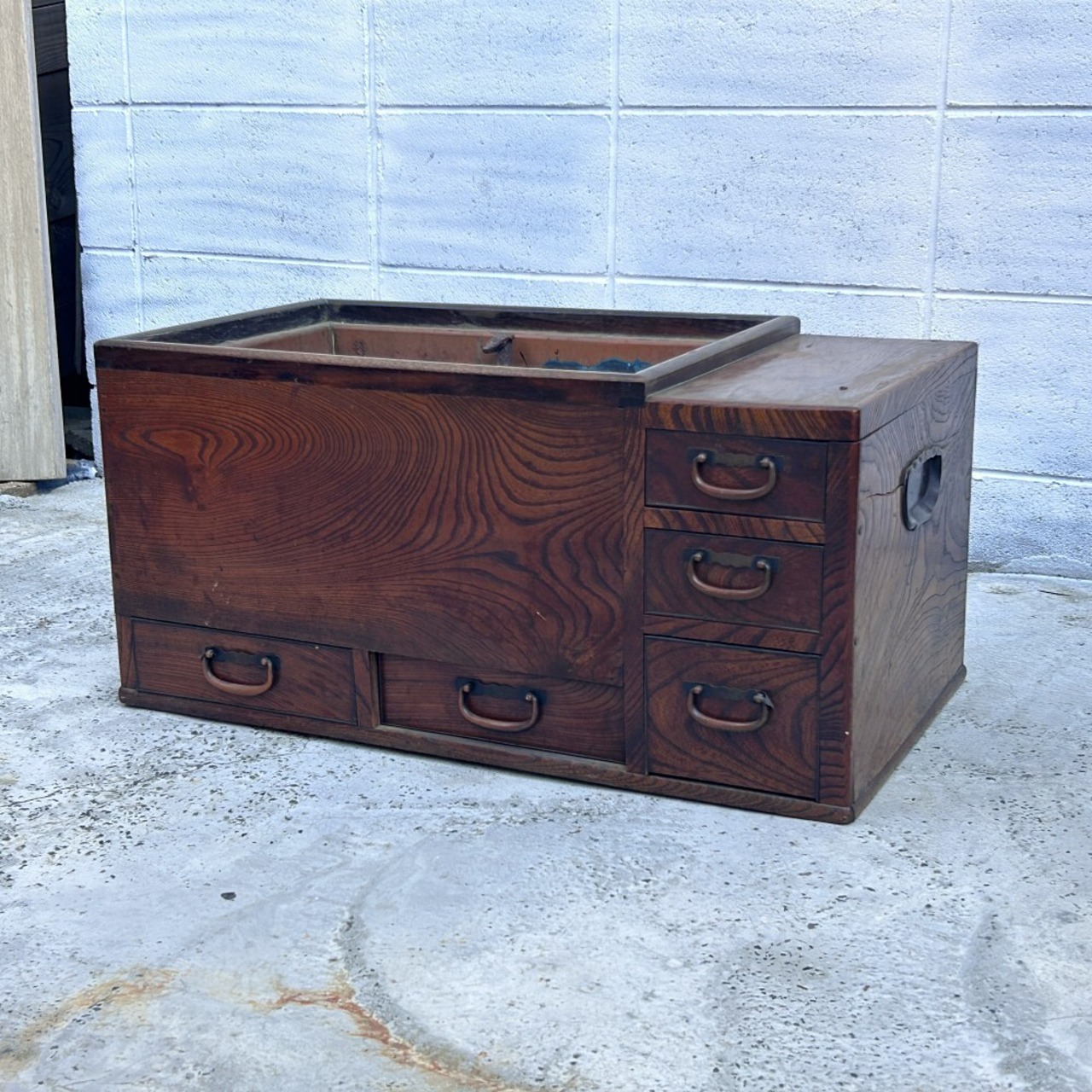 天然木 昭和レトロ 古家具 長火鉢 大型火鉢 囲炉裏 古民家 古道具  