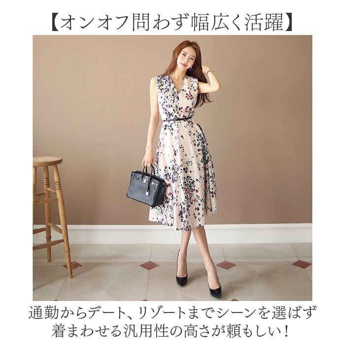 ノースリーブ ワンピース 花柄 通販 花柄ワンピース aラインワンピース