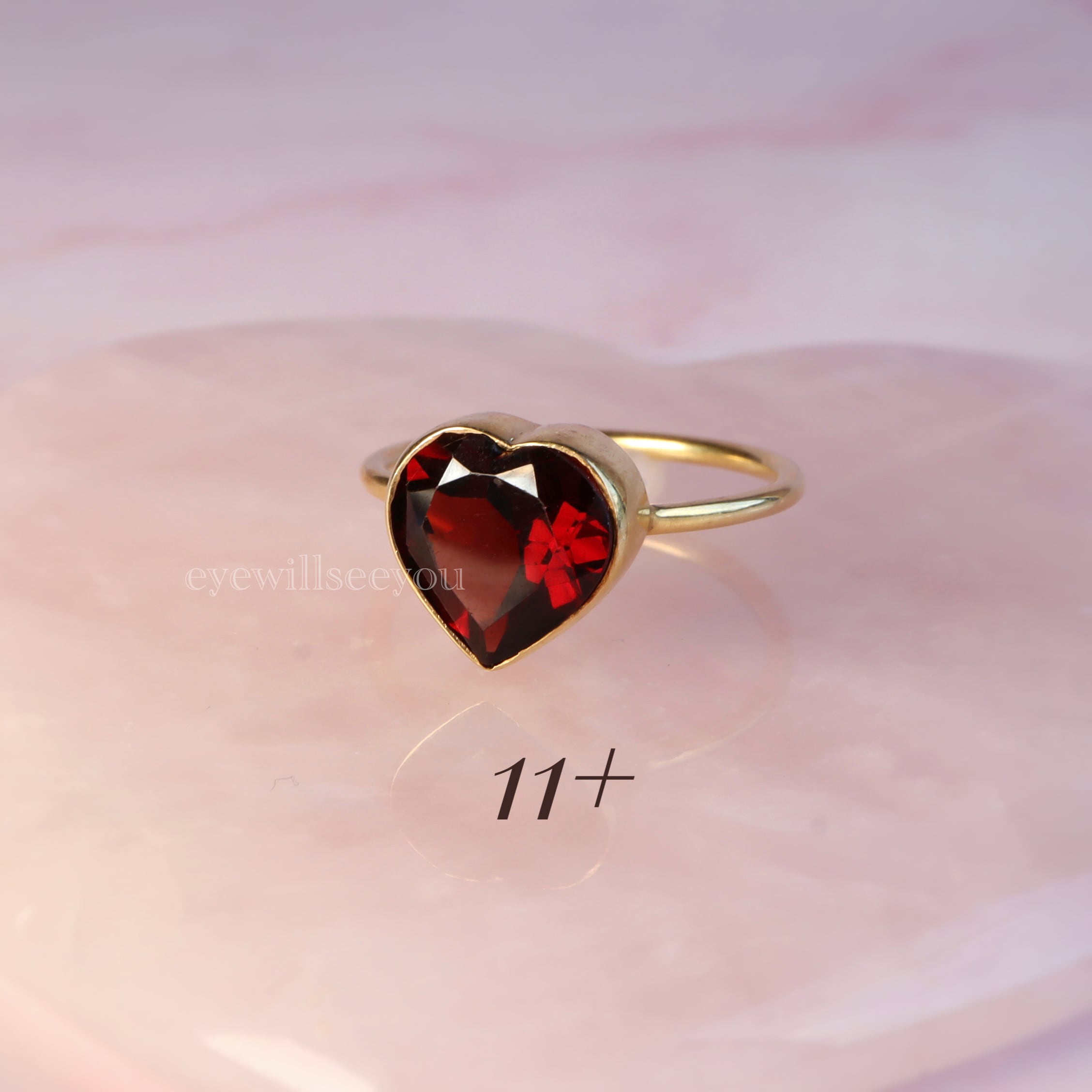 （11号強）Garnet Heart Ring ガーネットハートリング