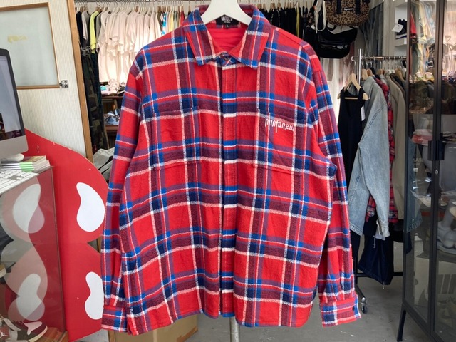 MINT CREW OVERSIZED FLANNEL CHECK SHIRT RED LARGE 183909