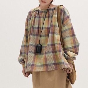 Check Print Pullover Blouse 503735