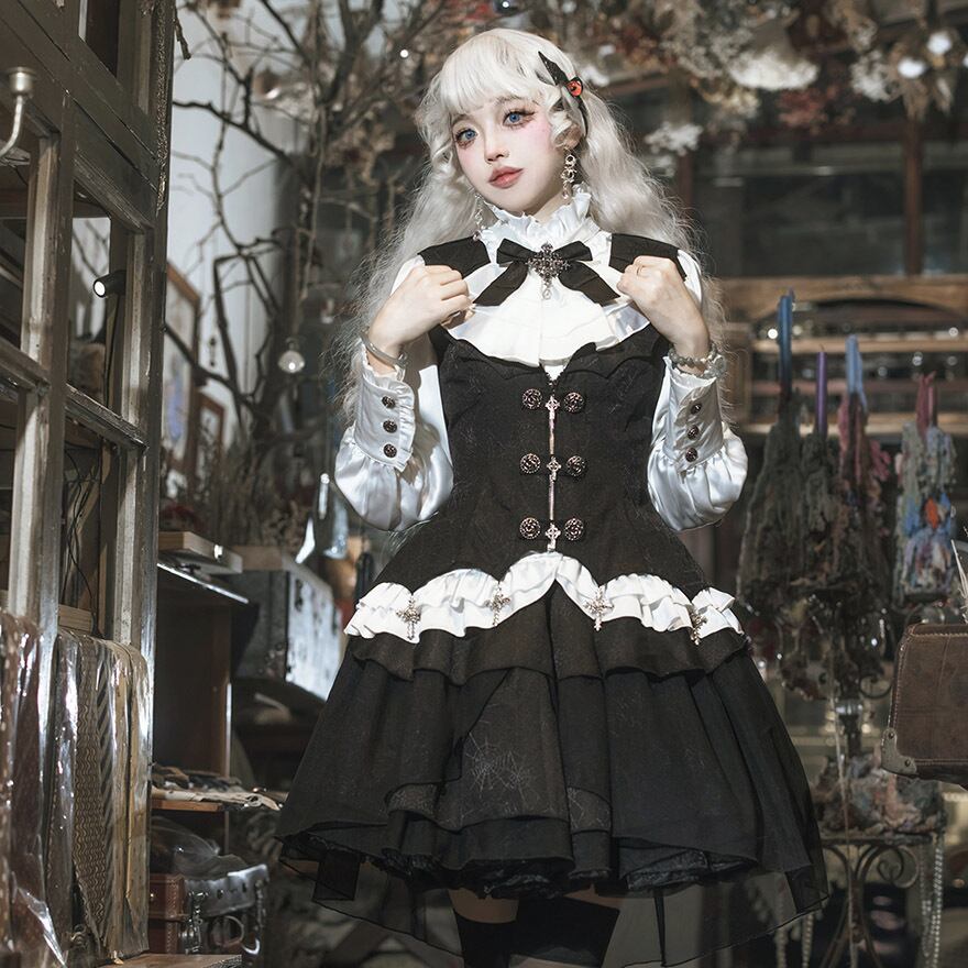 完売品！レフレム ブルゾン 地雷 ユニセックス ゴスロリ 病みかわGRIOS原宿 ゴスロリ通販 With U ゴスロリ服 地雷系 セットアップ ベスト 長袖