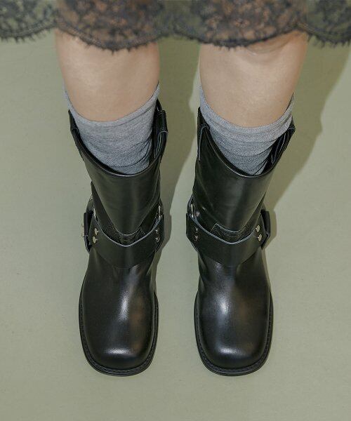 ★韓国人気★MIAE★Belt fur boots ☆LE SSERAFIM チェウォン 着用!!【KHIHO】cow LEATHER MID