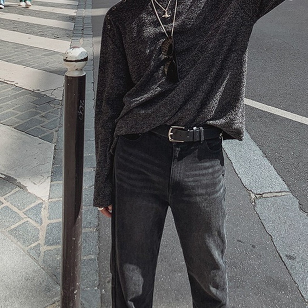 ネックスナップボタンロングTシャツ　991