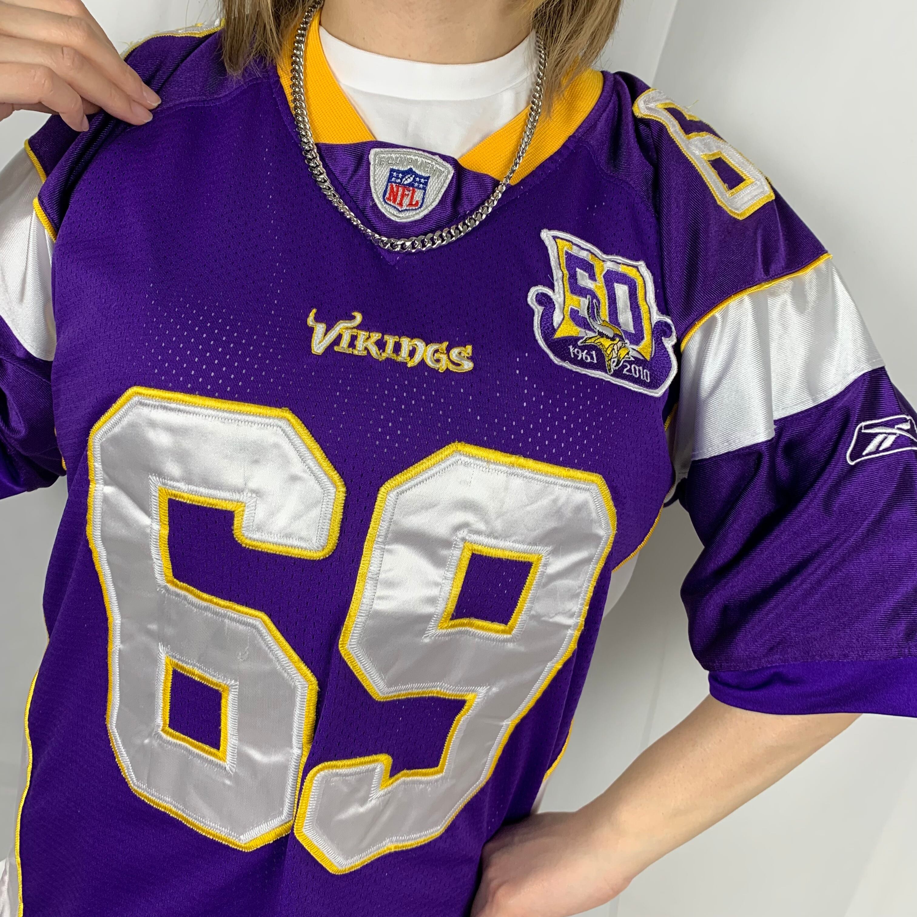 リーボック Nflミネソタバイキングスナンバリングゲームシャツ アメフトシャツ 古着monster Com