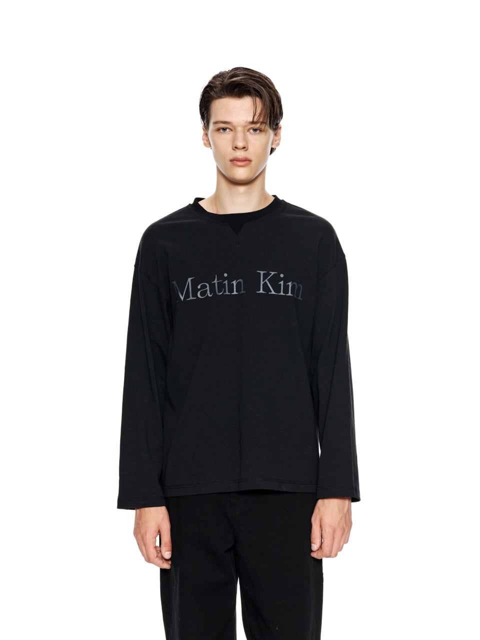 Matin Kim] MATIN TYPO LONG SLEEVE TOP IN BLACK 正規品 韓国ブランド