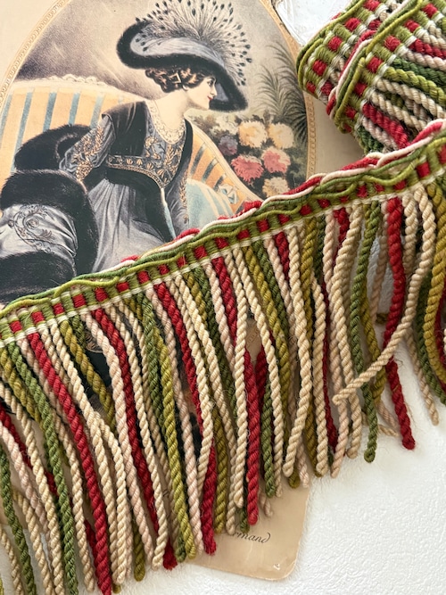 フランスアンティーク フリンジブレード 10cm カルトナージュ スツール デコレーション材 コレクション