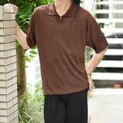 character design knit polo brown