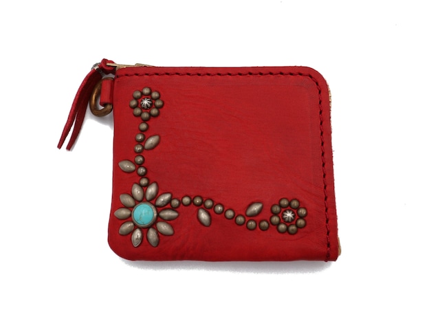 L ZIP  STUDS WALLET (TRIBAL FLOWER)