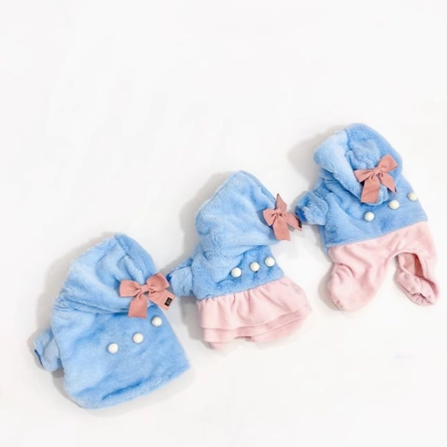 フレンチブルドッグ・パグ用　フード付ふわふわトップス／ワンピース／ロンパース【予約】　00534