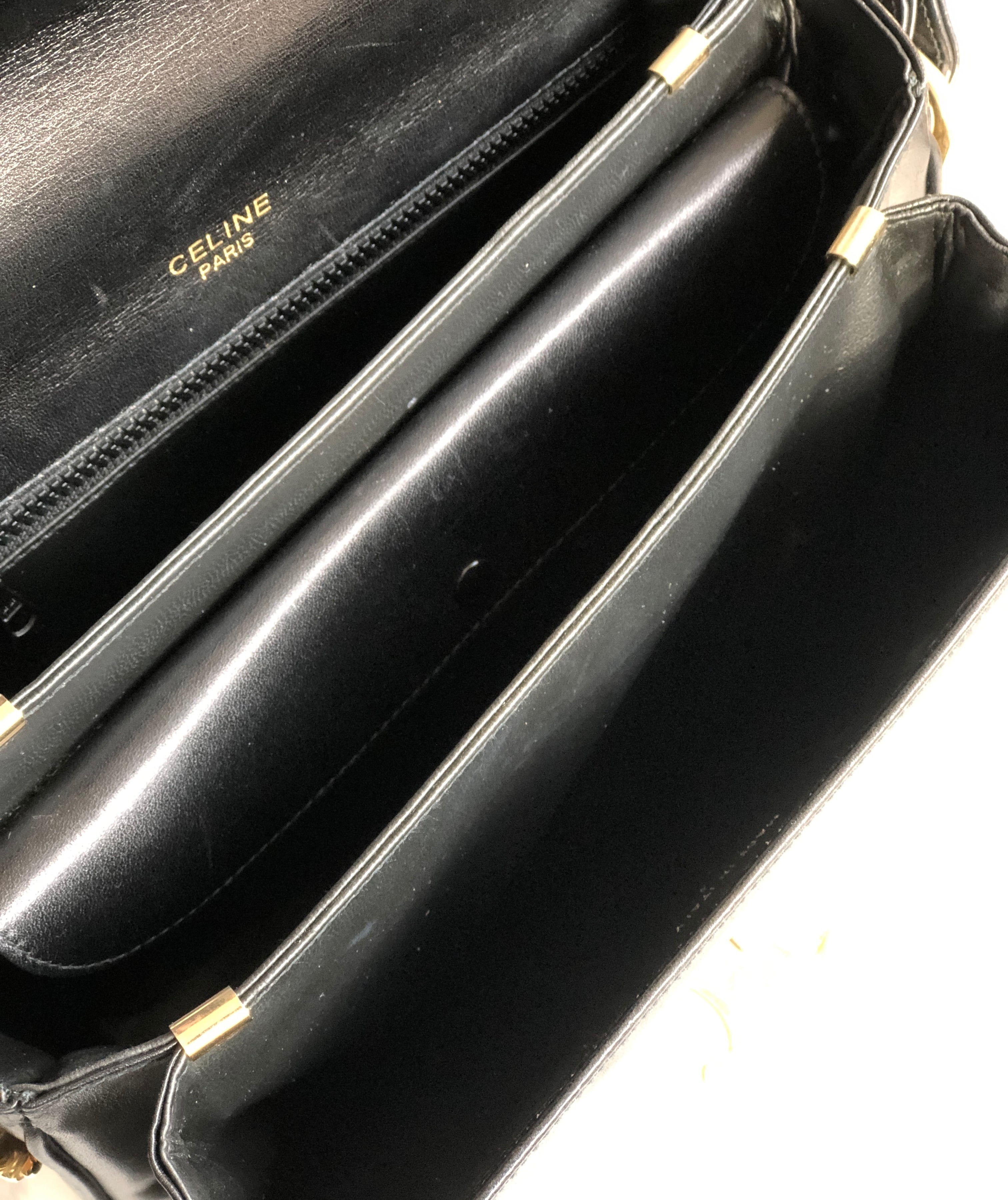 【ヴィンテージ】セリーヌ ハンドバッグ トリオンフ金具 ブラゾン ボックスカーフ linkvintage_787e787-32826