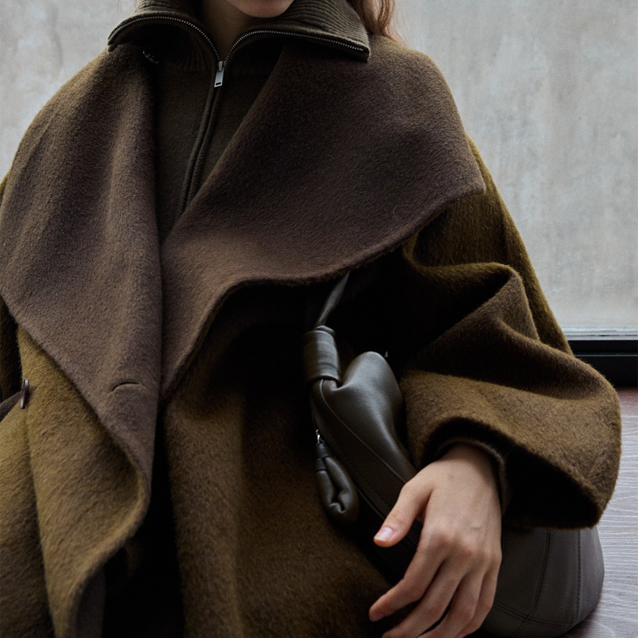 Drape Wool Long Coat  T3857