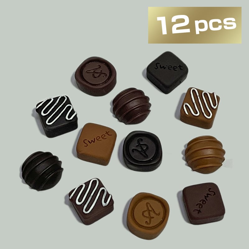 12個 セット 一粒チョコ ミニチュア フード スイーツ デコパーツ まとめ売り リボンとデコパーツの販売 ハンドメイド資材の卸売専門店 Milkyribbon