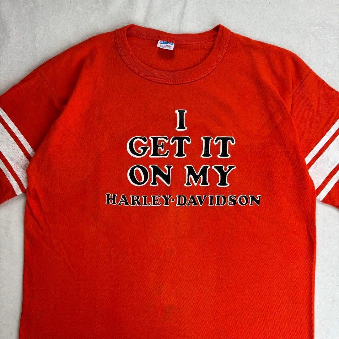 70s Champion Harley-Davidson フットボールT XL 70s CHAMPION ハーレーダビッドソン フットボールT Tシャツ XL | UC