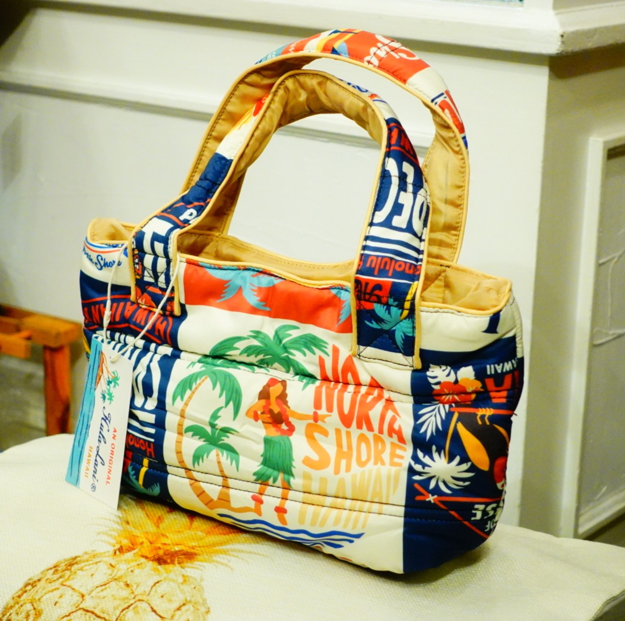 トートバッグ エコ サブ ショルダ リバーシブル ハワイ キルト柄  