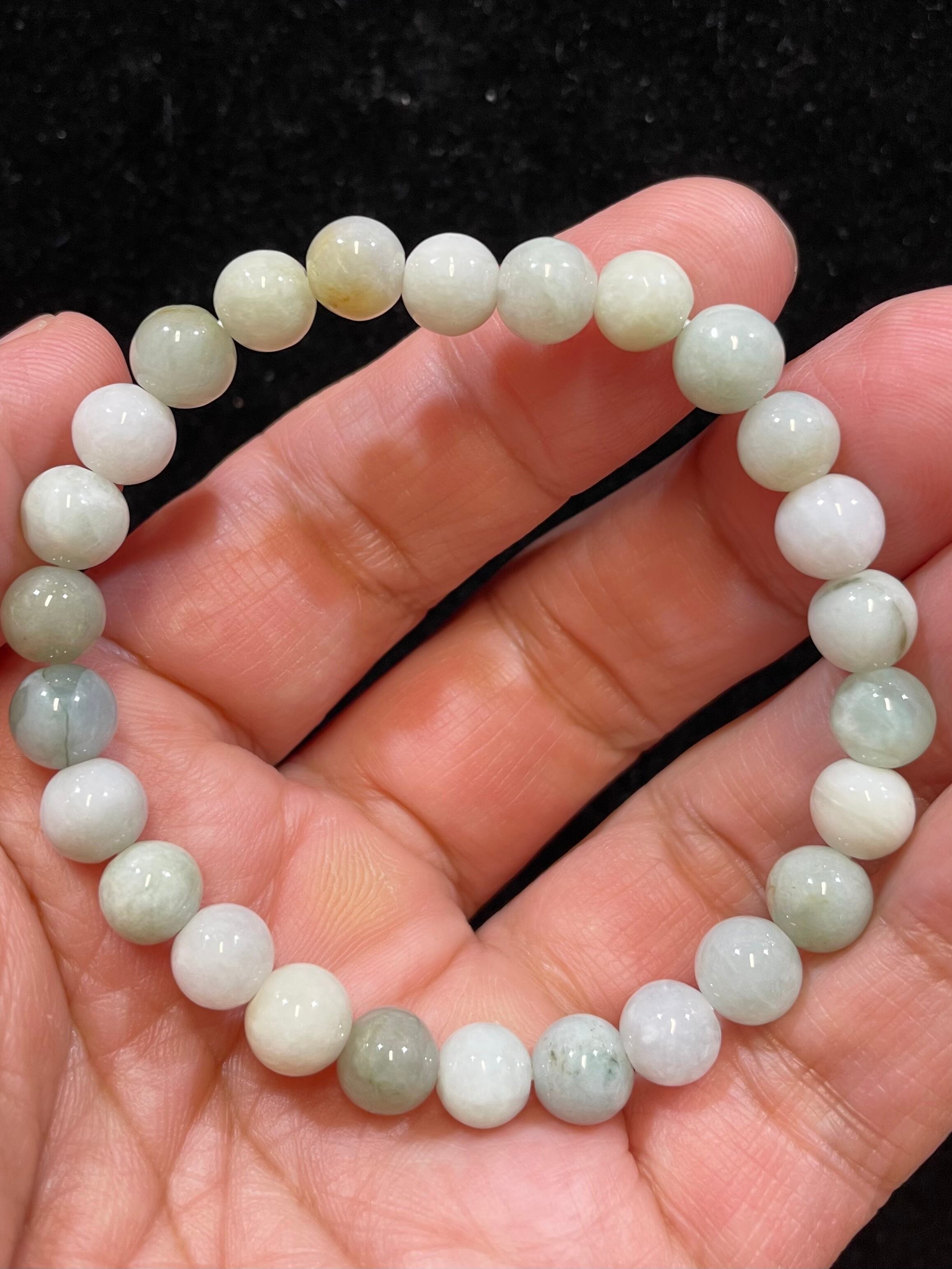 3) 繁栄・長寿・幸福・開花・安定!ハイクオリティ・ミャンマー産「翡翠」ブレスレットAAA(7〜7.5mm)