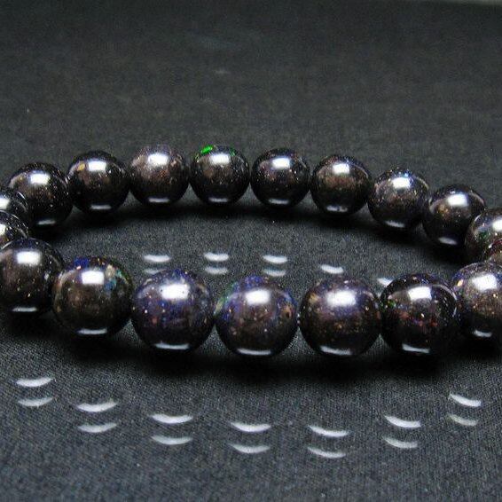 ブラックオパール ブレスレット 11mm 一点物 おまかせ便 111-37553