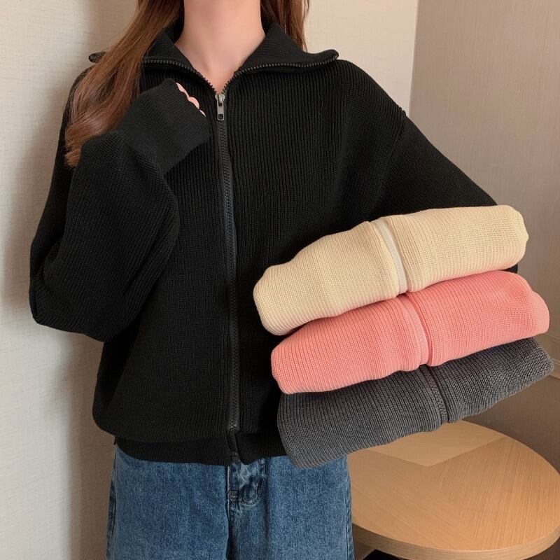 セーター オータムウィンタールーズジッパーニットカーディガンジャケット 秋物 冬物 YY-ファッション15156893465