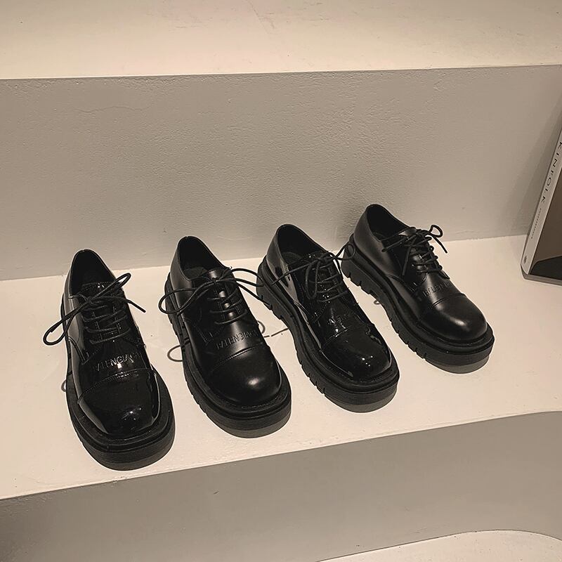 レザーオータムシングルレッド 靴 シューズ レース ローファー 秋物 ラウンドトー レースアップ フェイクシューズ23161672228