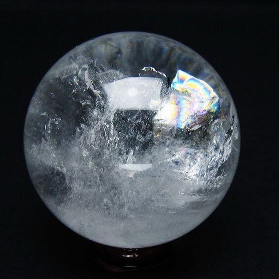 水晶 丸玉 虹入り 56mm スフィア 置物 水晶玉 一点物 151-8733