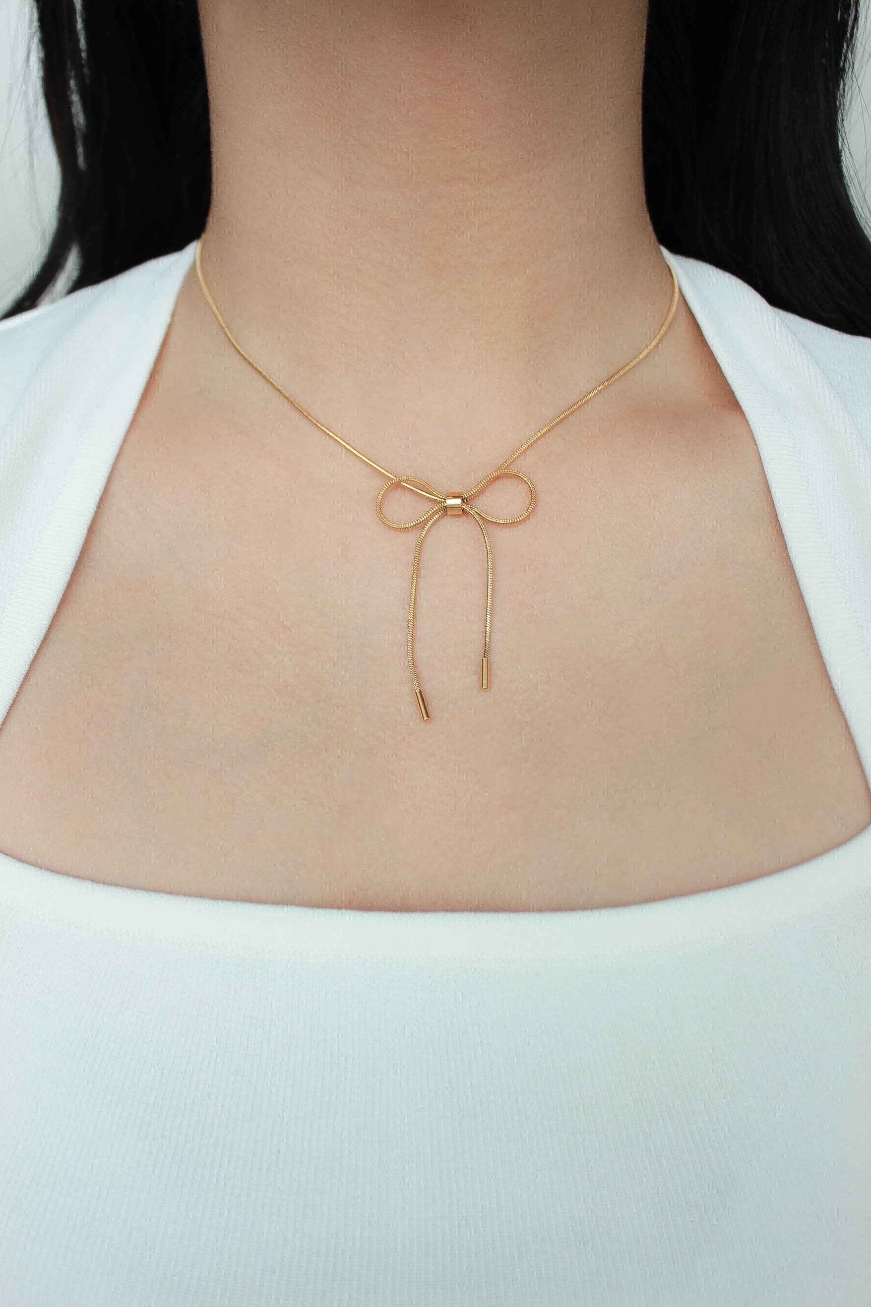 CHIEKO+ ネックレス noble ribbon necklace 市川美織 × kicuri】Thin ribbon necklace CHIEKO+ ネックレス noble