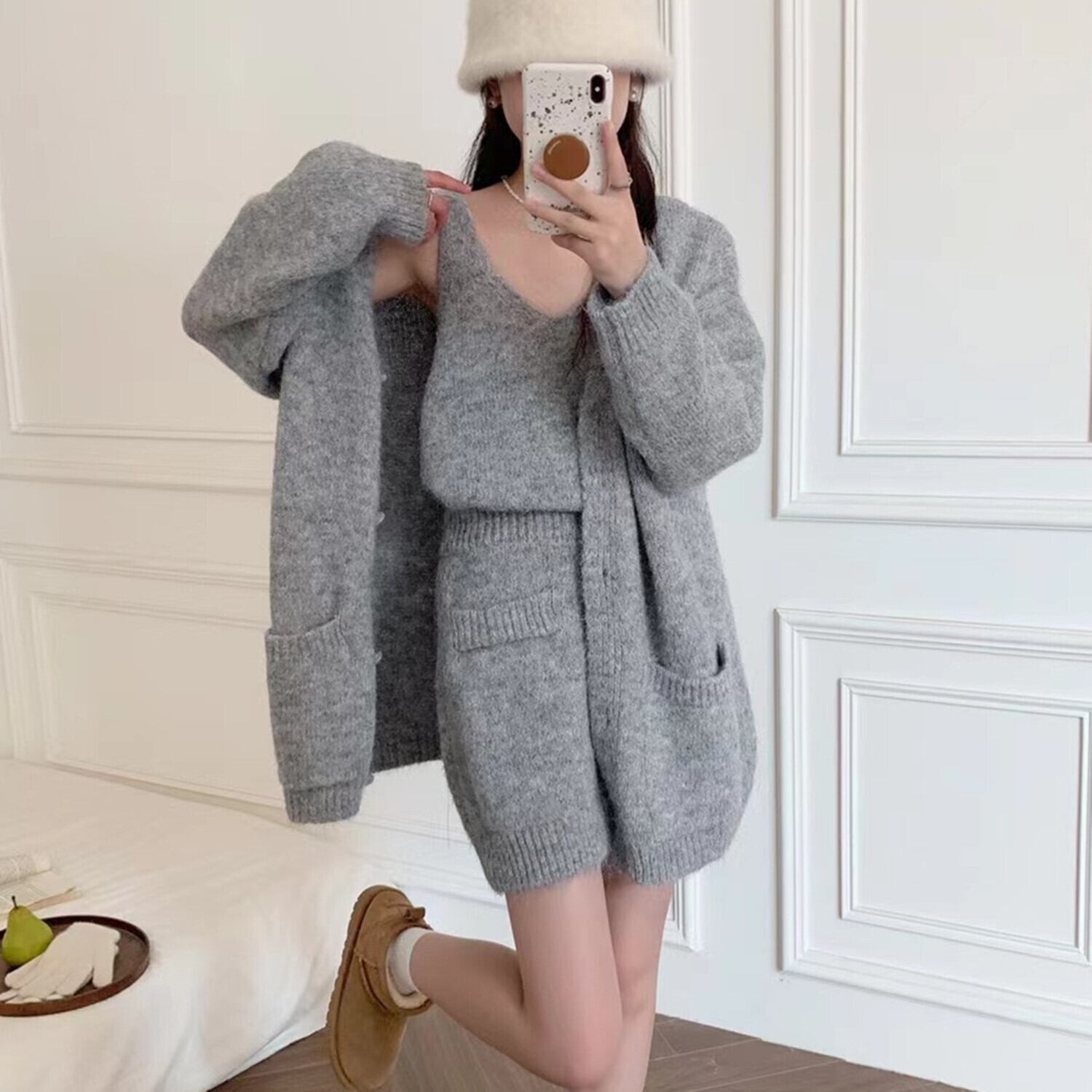 【set】キャミソール×カーディガン×スカートニット3点セット M25759