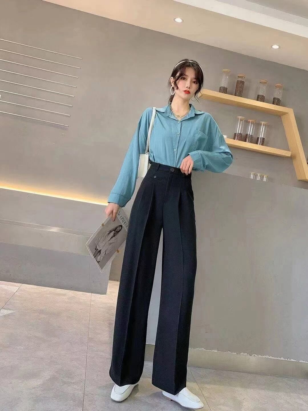 タック入り　ワイドパンツ　AJ1362-A01