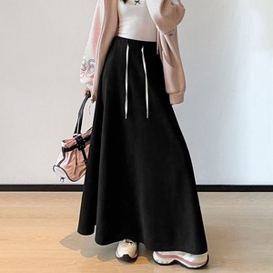 スウェット ロング スカート レディース 秋冬 韓国 きれいめ 大人 カジュアル ウエストゴム シンプル ゆったり リラックス Aライン 無地 マキシスカート フレアスカート 大人可愛い 大人女子