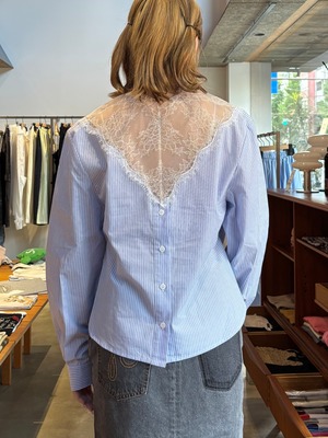 【26AW】push BUTTON プッシュボタン / シャツ / STRIPE LACE-NECK  SHIRT