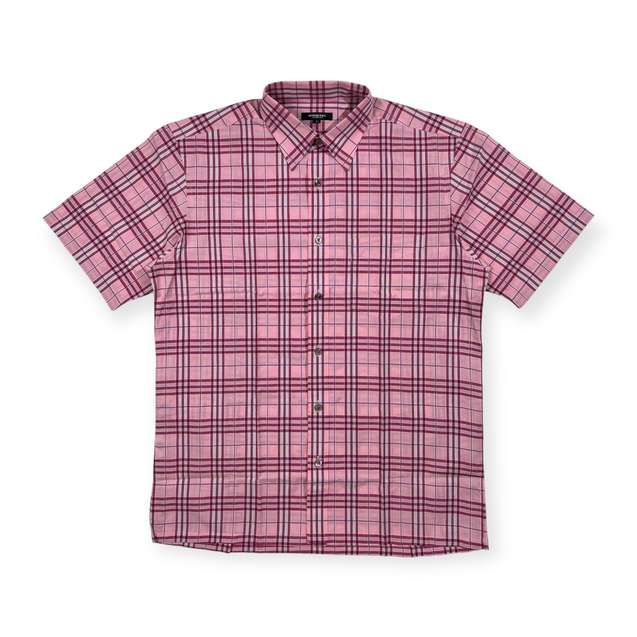 美品 BURBERRY LONDON バーバリー チェック柄 半袖シャツ サイズ L /ピンク系/メンズ/三陽商会