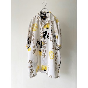 漢字design open collar shirt