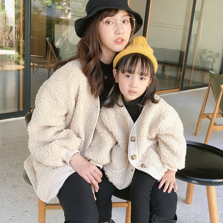 ボア ジャケット コート ママ ブルゾン 親子 ペアルック 韓国服 レディース Q Toworld キュートワールド 子供服