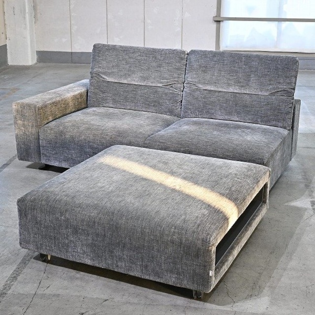 BoConcept 75万「Hampton」ソファ オットマン付き 2人掛け 2P リビング ダイニング 足置き 収納 ホイール ボーコンセプト ハンプトン