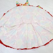 【美品 フラメンコ衣装】レッド CANELA PURA ワンピース ドレス 赤 黄色 緑 ボランテ フリル ボウタイ 豪華 花柄 ダンス用