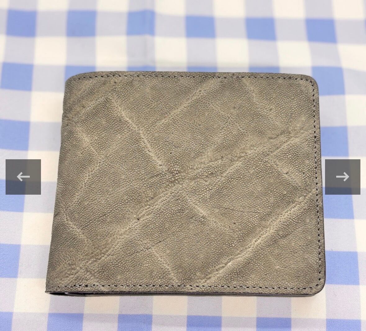 日本製  象革　エレファントレザー × 姫路レザー 二つ折り財布 ショートウォレット 本革(5171ur)  [カラー: グレー]