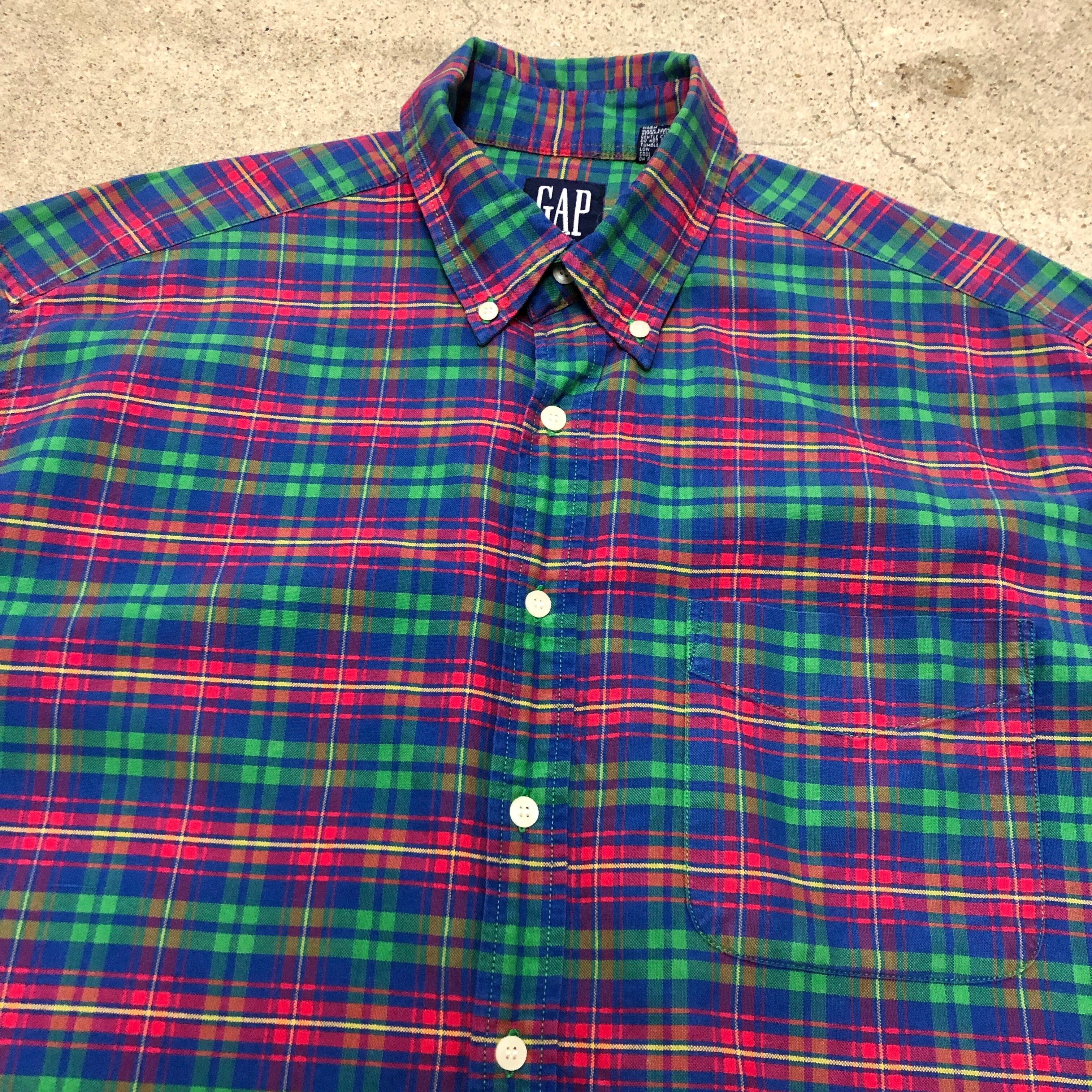 90s OLD GAP/Check BD L/S Shirt/L/QATAR製/チェック柄/ボタン