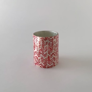 ティーライト ボーティブ キャンドルホルダー フラワーベース レッド ヘリンボーン / Votive Candleholder / Vase Red Herring Bone