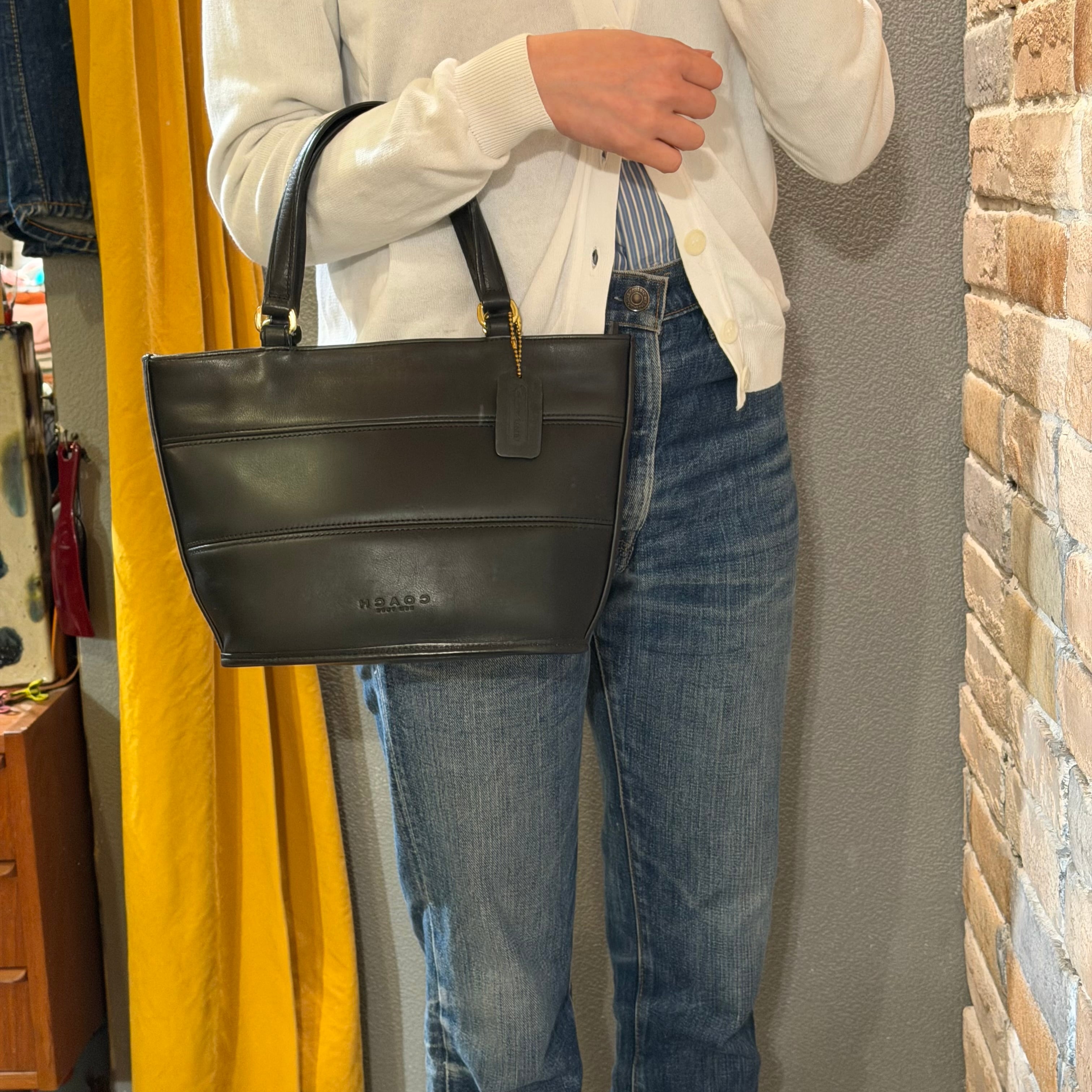 old coach “leather totebag” black USA製 オールドコーチ トート