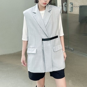 RELAXED DROP SHOULDER SLEEVELESS BLAZER VEST M-18104