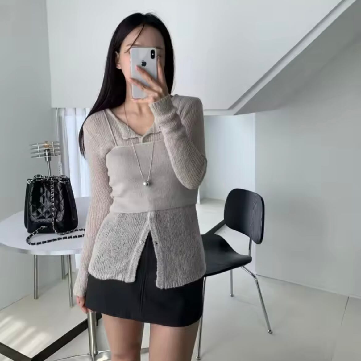 fluffy knit bustier set