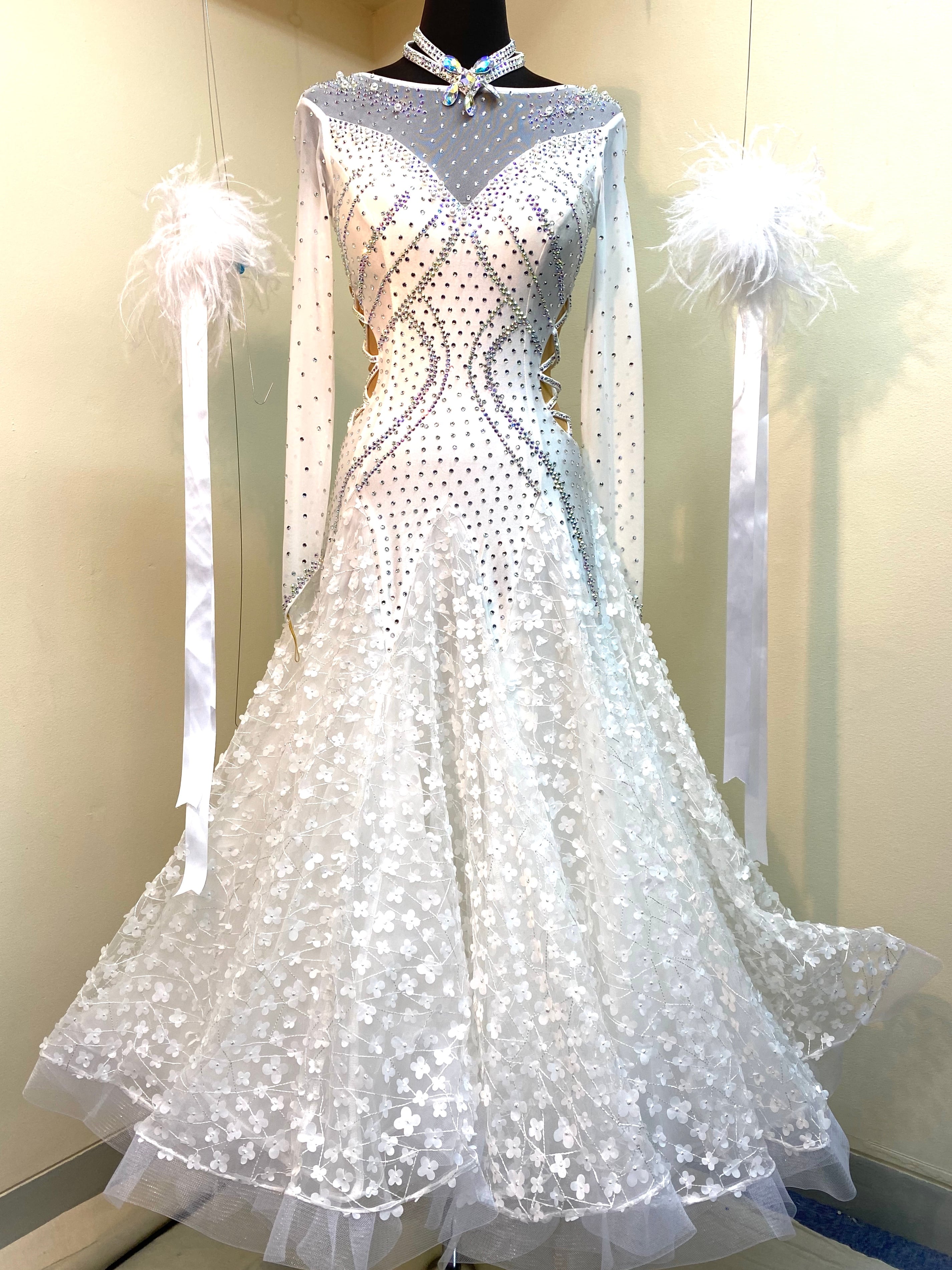 競技ダンス スタンダードドレス黒と紫 社交ダンス、パーティデモ