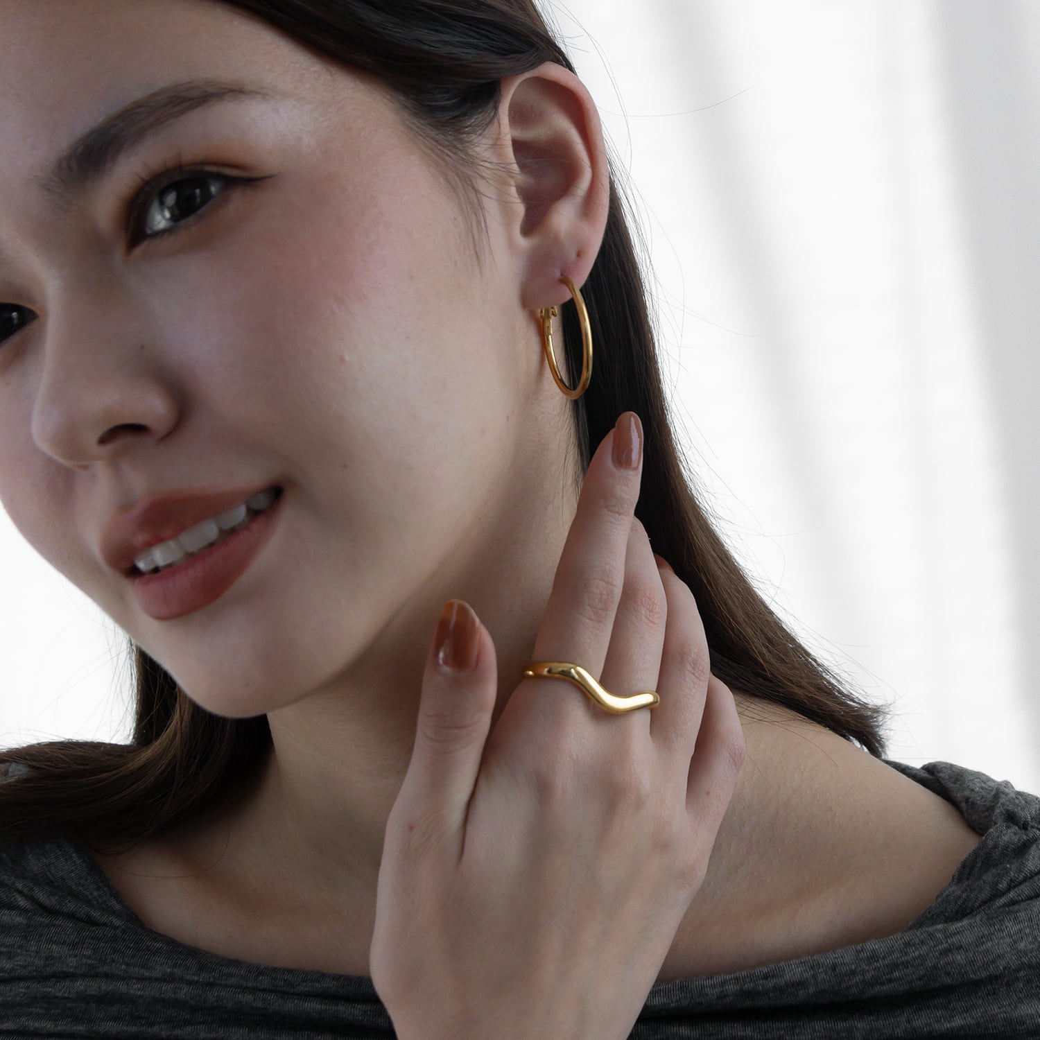 ネコポス便】ピアス シンプル フープピアス 選べる サイズ 18K フープ