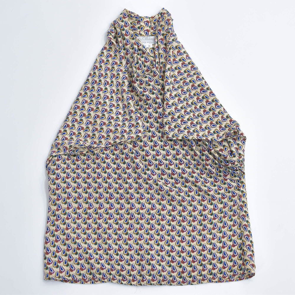 80～90s Balla Valentina バラバレンティナ ペイズリー柄 ドレープデザイン 半袖 シルク カシュクールブラウス ドルマンスリーブ マルチカラー ベージュ ヴィンテージ 絹 ビンテージ 古着 レディース Mサイズ 80～90s Balla Valentina バラバレンティナ ペイズリー柄 ドレープ