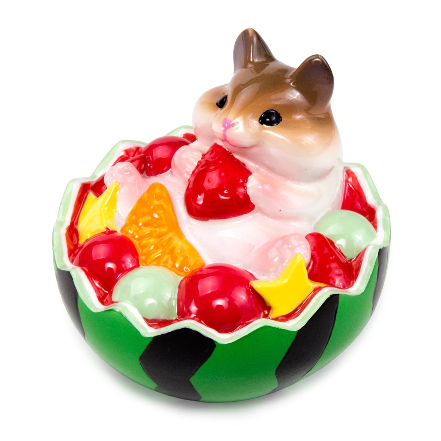 スイカとハムスター スイカのフルーツポンチ 季節飾り ハンドメイド HS