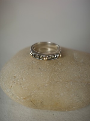 <vintage silver925>two tone marcasite ring