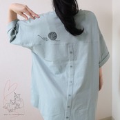 ひょっこり顔出し猫ちゃんのTシャツ　ミント