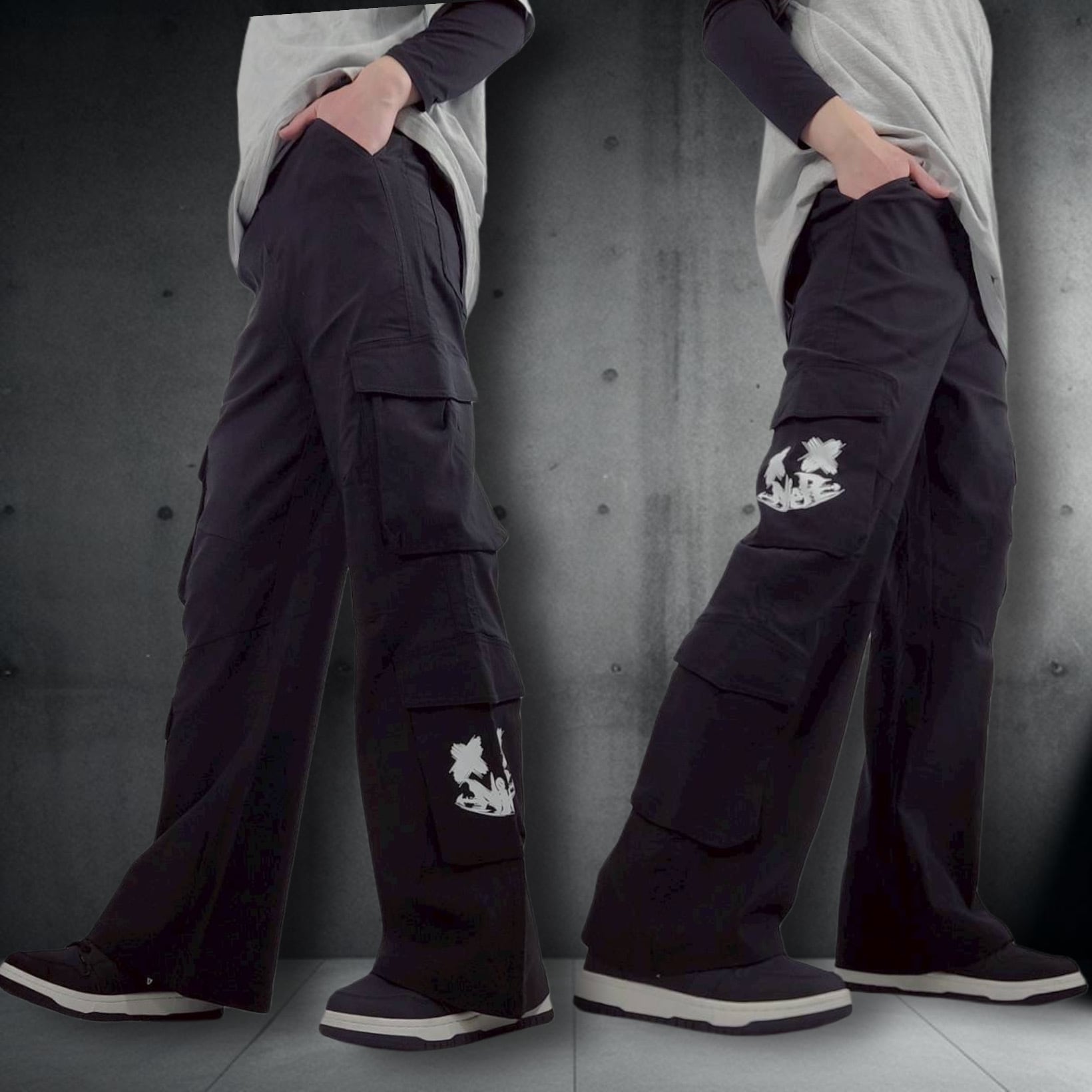 2/20日目玉大特価》 8POCKET FACE LOGO BLACK CARGO PANTS | NIER CLOTHING