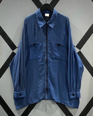 【X VINTAGE】Checkered Pattern Vintage Loose Zip Up Shirt Jacket